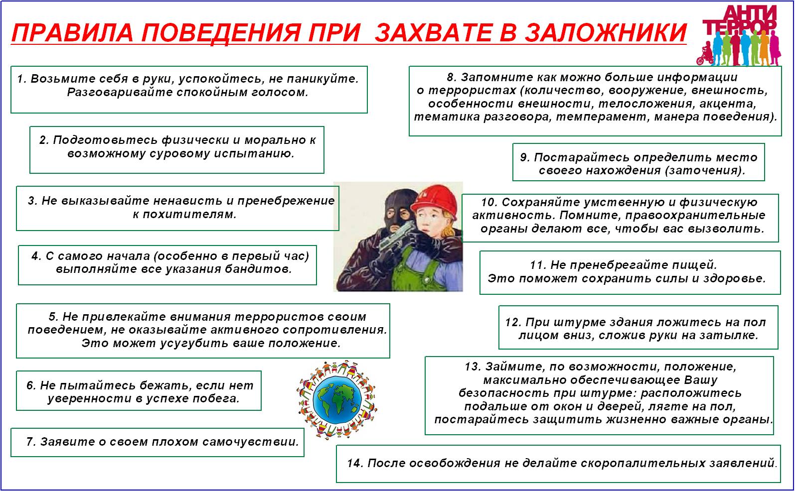 Тест профилактика терроризма. Алгоритм действий при угрозе захвата заложников. Памятка для правил поведения при захвате в заложники. Алгоритм поведения при захвате в качестве заложника. Памятки терроризм при захвате в заложники.